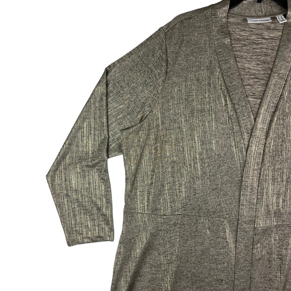 Susan Graver Cardigan Sweater Womens Size 2X Tan Gold Black - Picture 4 of 9